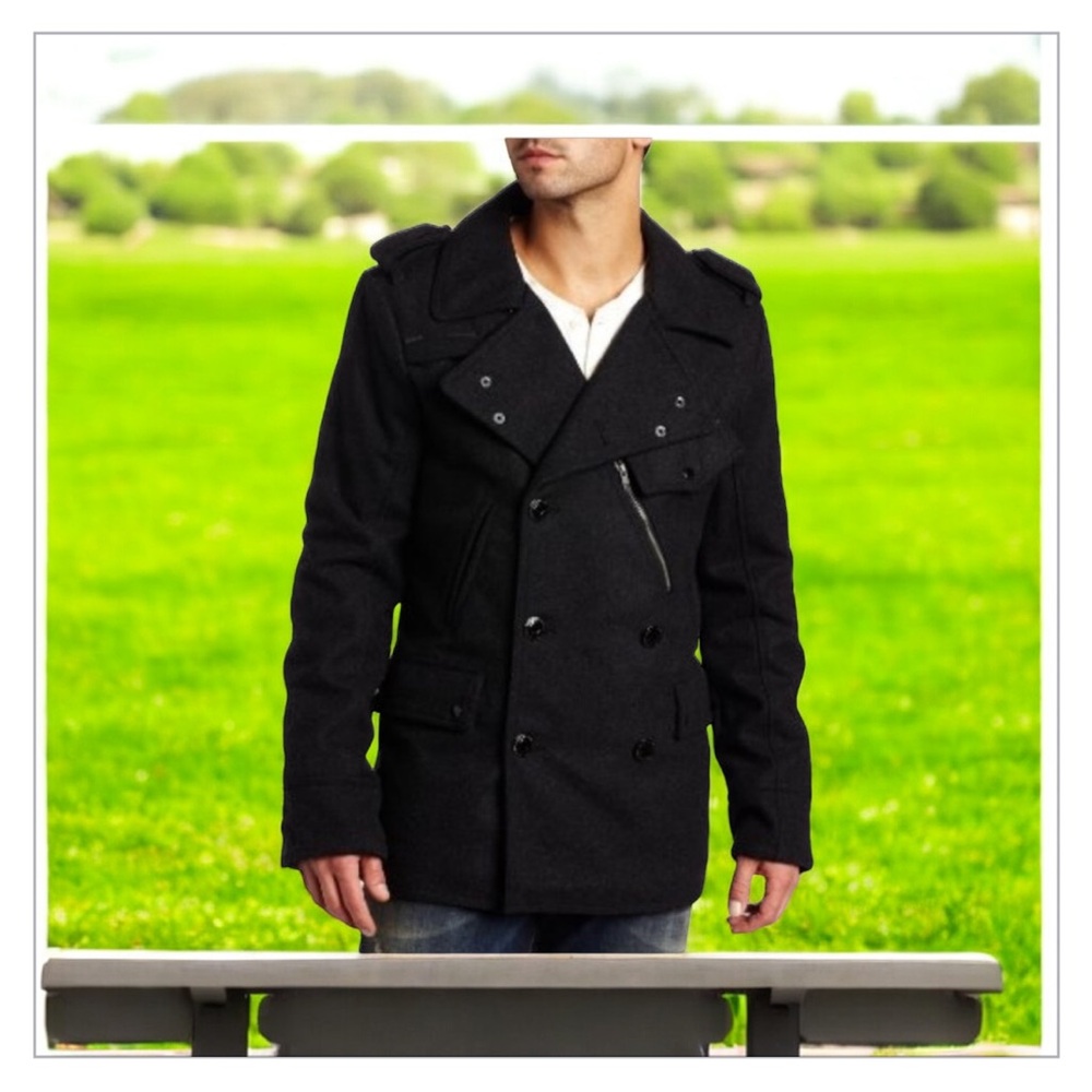 Jack&Jones Romeo WoolCoat -fully lined -detail!-heavy-pockets-EUC-Sz L 😍… - Picture 3 of 15